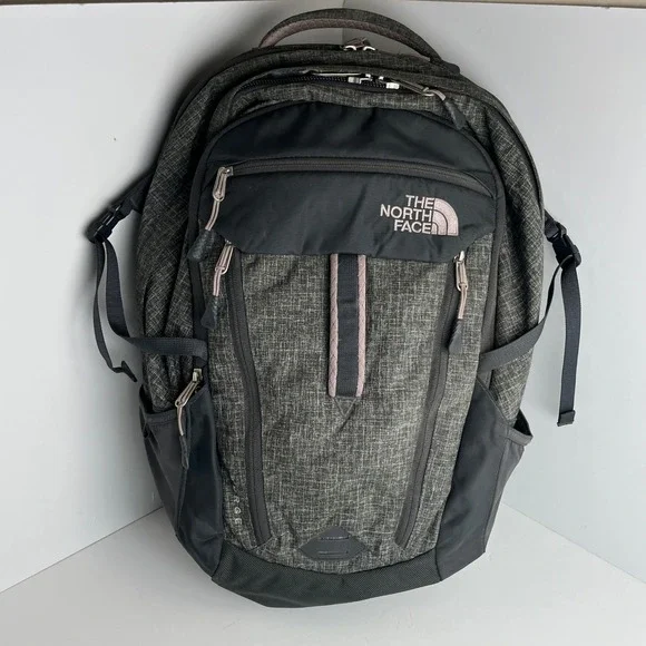 The North Face Surge Backpack Grey Black Lavender FlexVent Laptop Bag Travel