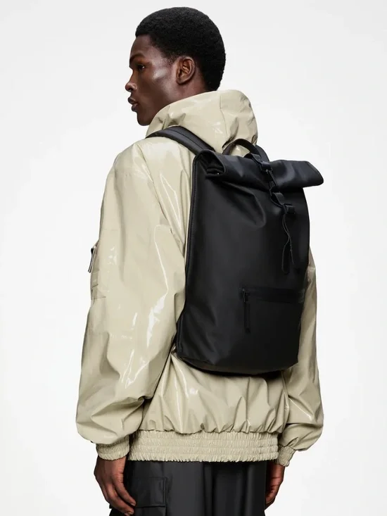 🌻NEW w.Tag RAINS Rolltop Rucksack Backpack Waterproof Roll Top Laptop Bag $150