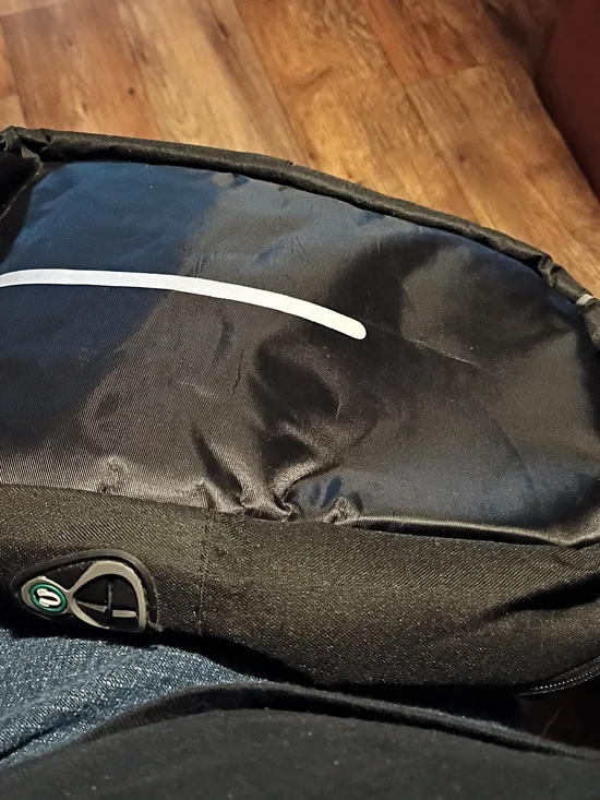 Black Men's Sling Backpack with Reflective Accent