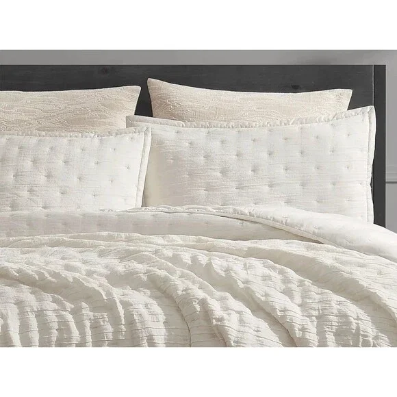 Donna Karan Luxury Meditate King Pillow Sham Shams Ivory Set Of 2 Linen Silk