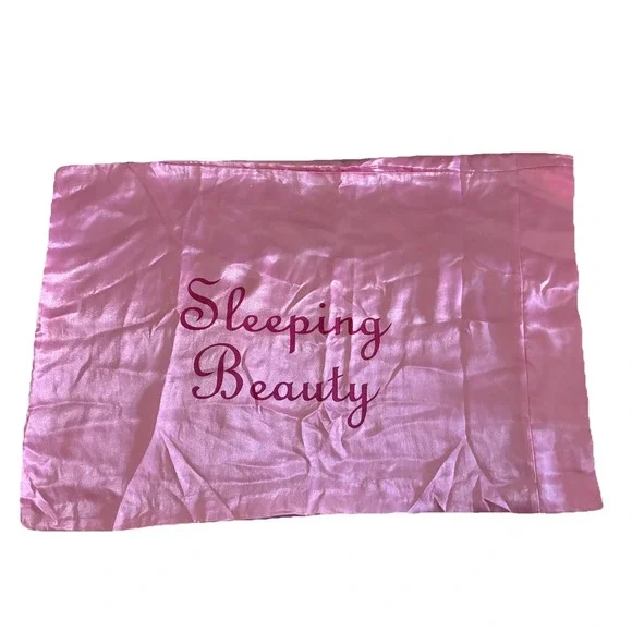 Sleeping Beauty Pillow Case Pink Satin Vtg‎