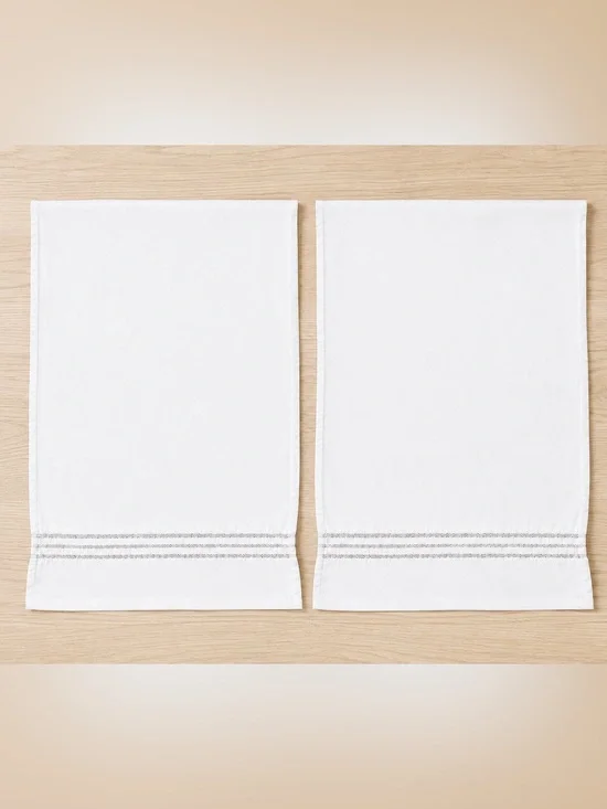 2-Martha Stewart 100% Egyptian Cotton Percale White Crochet Standard Pillowcases