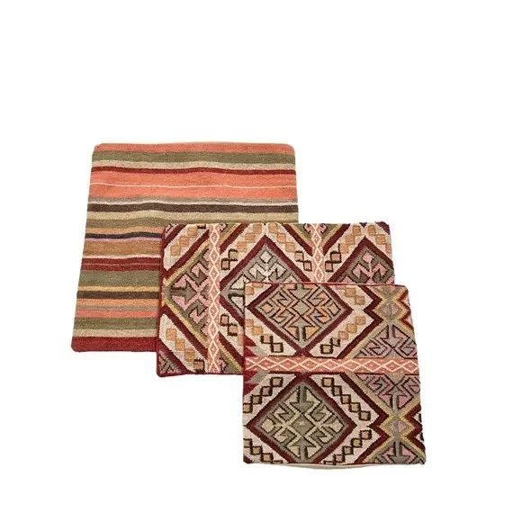 Pottery Barn‎ Set of 3 Geometric Shelton Kilim Wool Decorative Pillow Covers