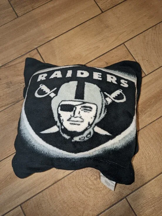 Y2K northwest 2009 Oakland raiders black silver white throw pillow fleece square