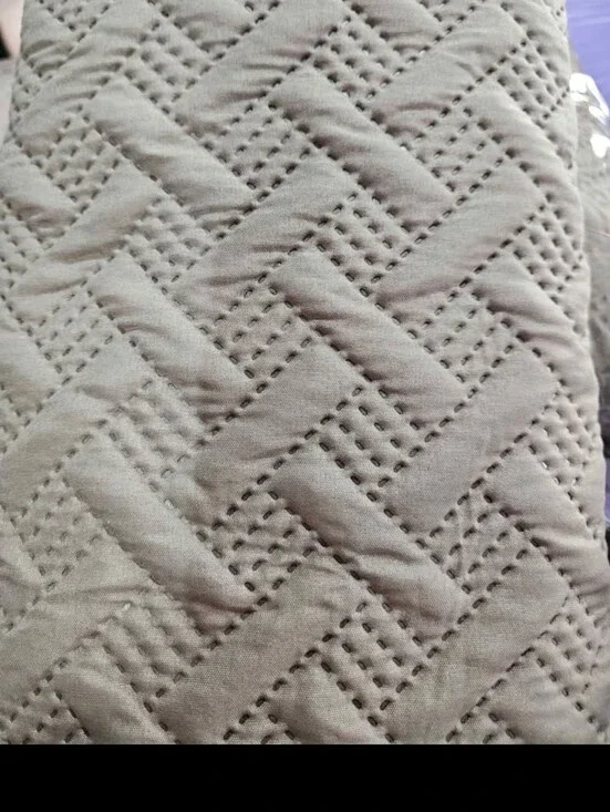 Taupe Twin Quilted Bedspread - Quilted Herringbone Design NEW