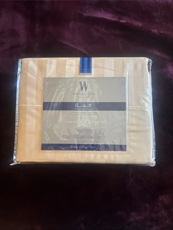 Wamsutta PimaCott 500-Thread King Sheet Set in Champagne Stripe