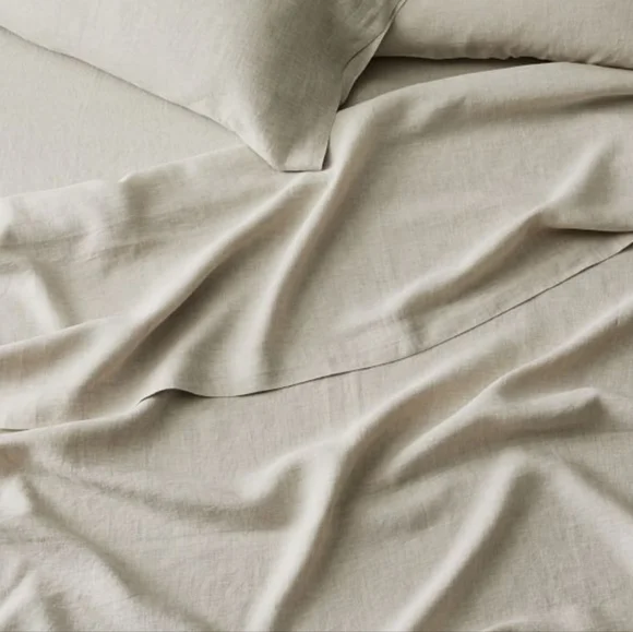 ❤️BUY 2 GET 1 FREE West Elm European Flax Linen Sheet Set, Natural Flax, King
