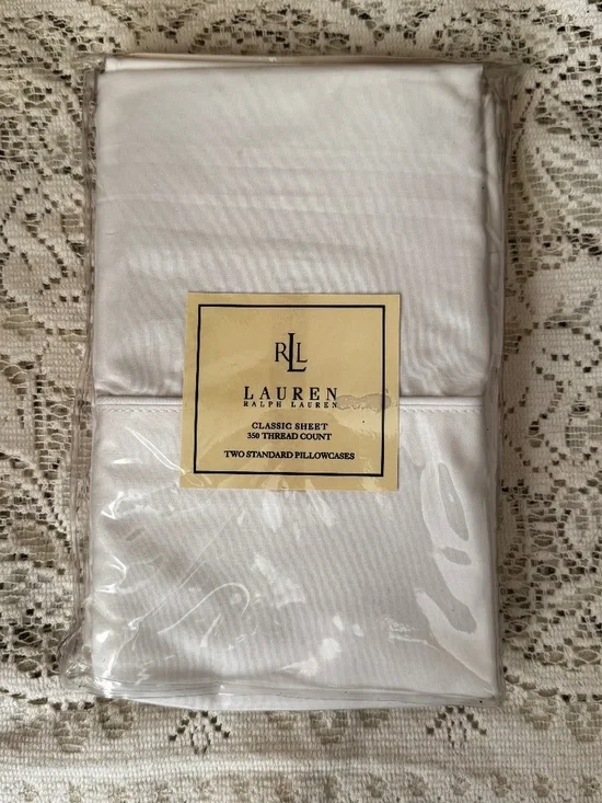 Ralph Lauren Classic Sheet 350 Thread 2 Standard Pillowcases 100% Supima Cotton