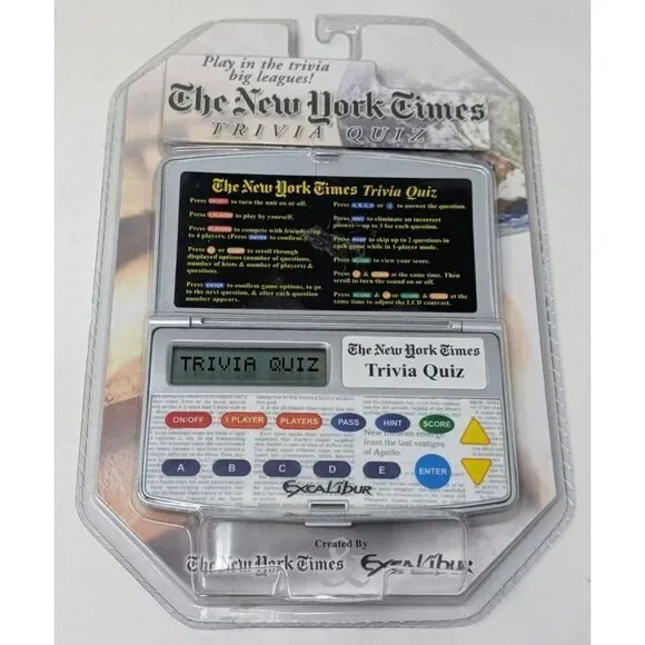 New York Times Trivia Quiz Excalibur Electronic Digital Handheld Game 2003‎