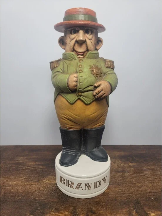 Vintage Brandy Decanter Figurine in Military Uniform