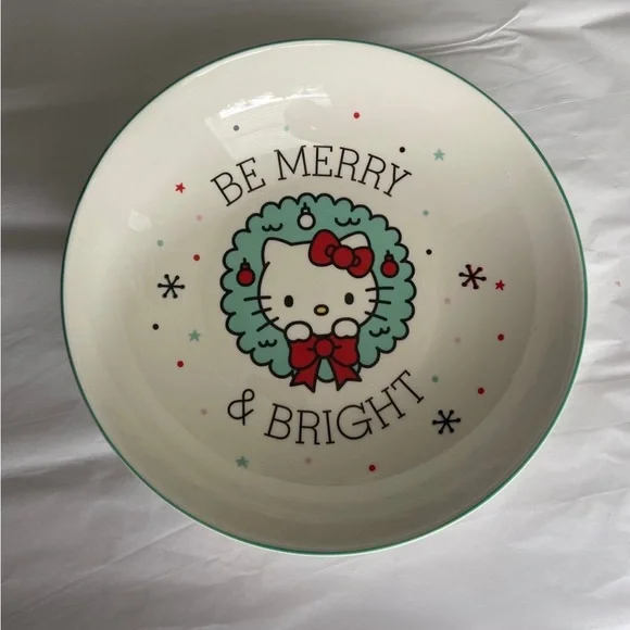Sanrio Hello Kitty 2022 Christmas Ceramic Bowls-Large 46oz New Be Merry & Bright