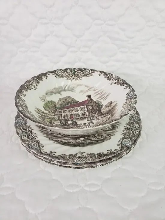 Johnson Brothers Heritage Hall Pennsylvania Fieldstone Dessert Plates Bowl Lot 4