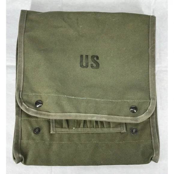 US Military OD-7 Canvas Map Photograph Case 1963 Vintage Vietnam Satchel Bag