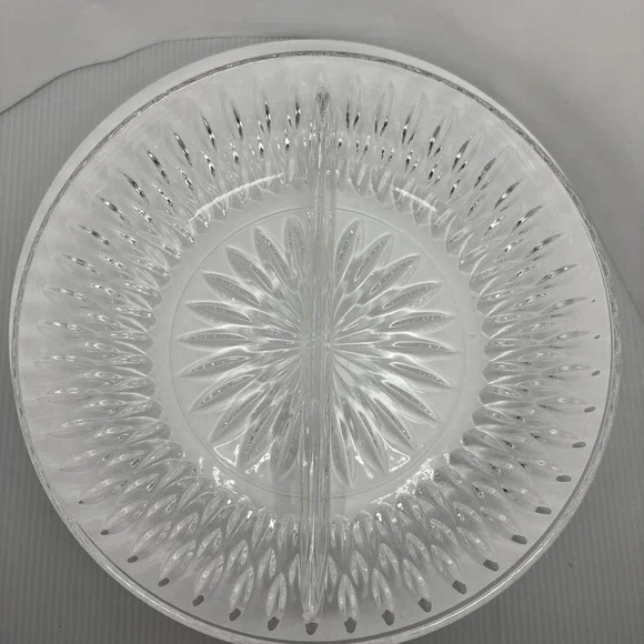 Princess House Highlights Crystal Divided Serving Dish Brilliant Cut‎ Crystal