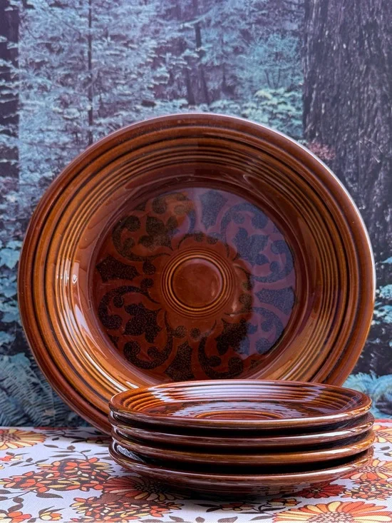 🍽️ Vintage Mid-Century Modern (1967) Floral Scroll Pattern Plates Set 🍽️
