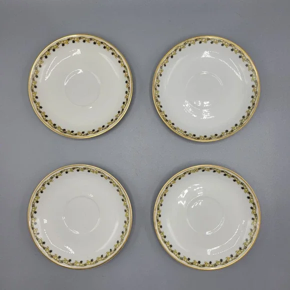 Vintage Set Of 4 Haviland France Limoges Porcelain Saucers Snack Plates