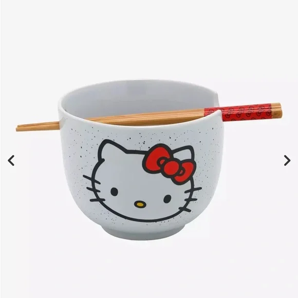 Hello Kitty White Bowl with Red Bow Design