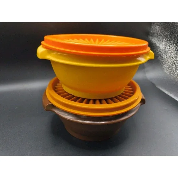 Vintage Tupperware Snack Bowls With Lids  1970s USED Made In USA 10oz MISMATCHED