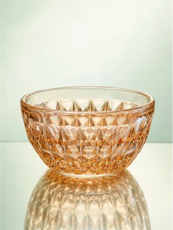 Jeannette 1940s Small Bowl Windsor Diamond Pink Depression Glass, 5.5x2.75”