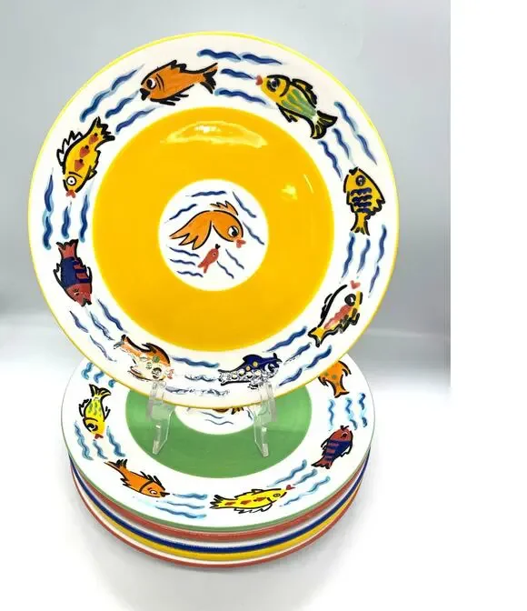 Les Tropiques Strata Set of 6 Dinner Plates 10 5/8
