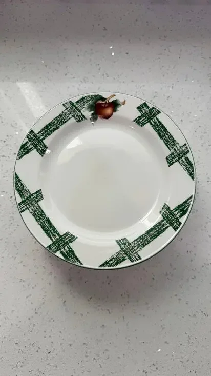 Citation Cades Cove 7.5” Salad Bread Plates Set of 8 Apple Green Lattice