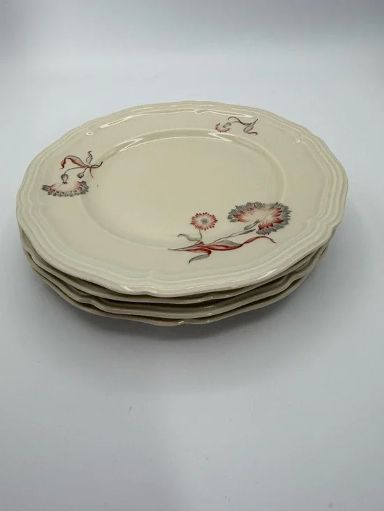 Rosenthal Chippendale Germany Rust Red & Gray  7.5” Salad Plates  Set of 4