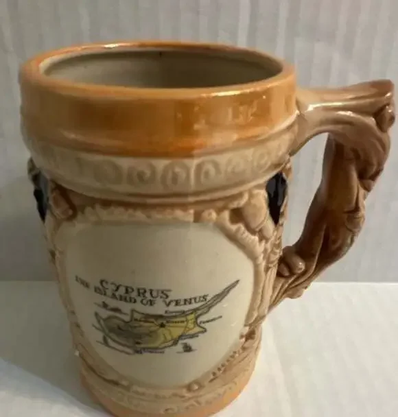 Vintage Cyprus The Island of Venus Souvenir Beer Stein Lusterware Mug