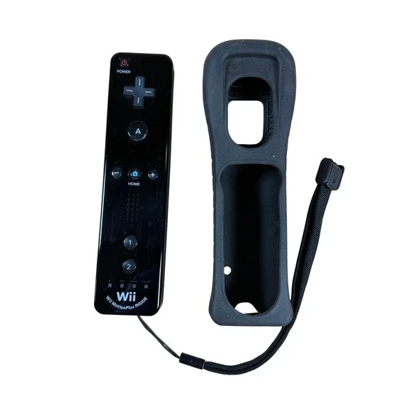 Nintendo Wii Remote Plus RVL-036 Black MotionPlus Inside Controller with Jacket