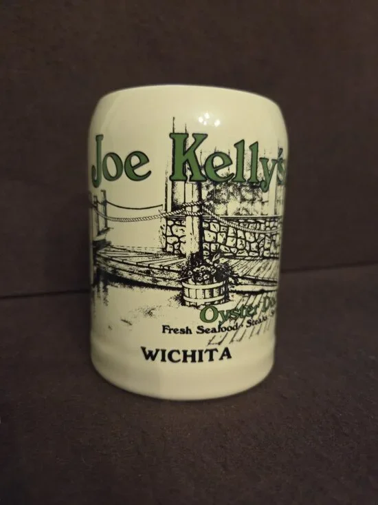 Vintage Joe Kelly’s Oyster Dock Bar Beer Mug Stein Wichita Seafood Steak Spirits