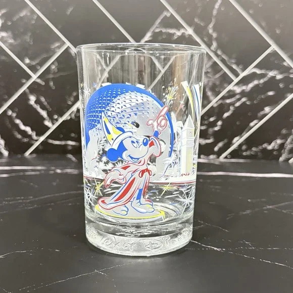 Disney World 25th Anniversary‎ Mickey Glass Epcot Remember The Magic Cup