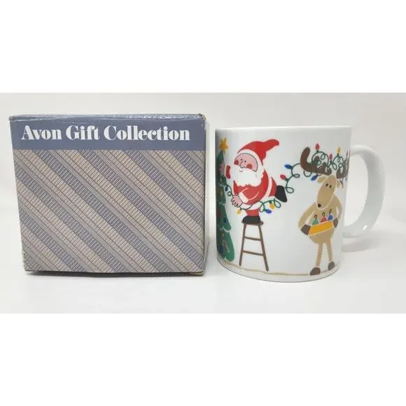 Vintage Avon Christmas Lights Mug Santa Tree Toys Reindeer New‎ in box U35