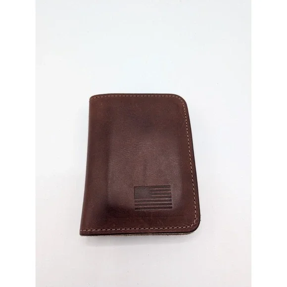 Beasley & Company Wallet Brown Leather Vertical Card Key Holder American Flag