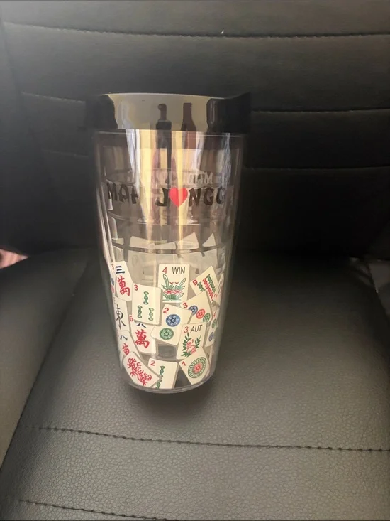 Clear Mahjong Tile tumbler with lidUnbranded