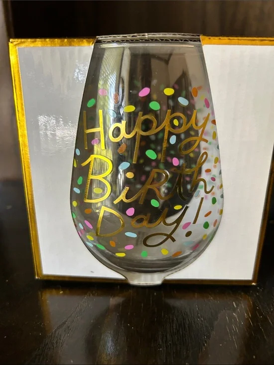 Happy Birthday! Stemless Wine Glass