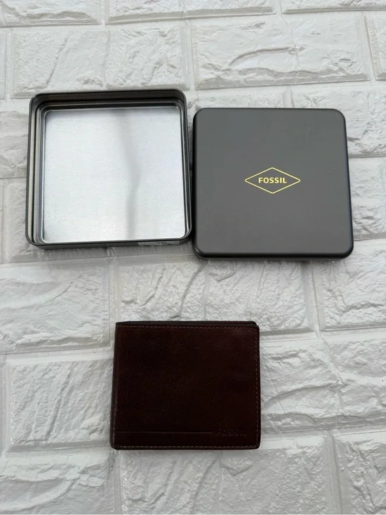Fossil Allen RFID Traveler Tan Leather Mens Wallet NEW in box