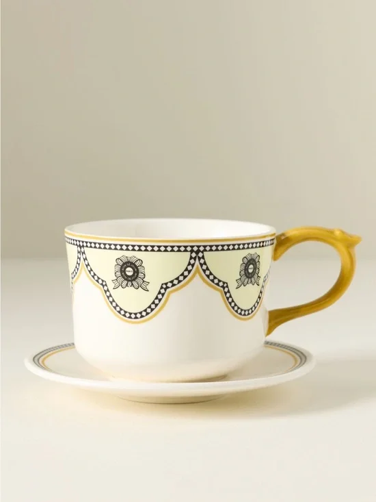 Anthropologie Louella Stoneware Mug & Saucer