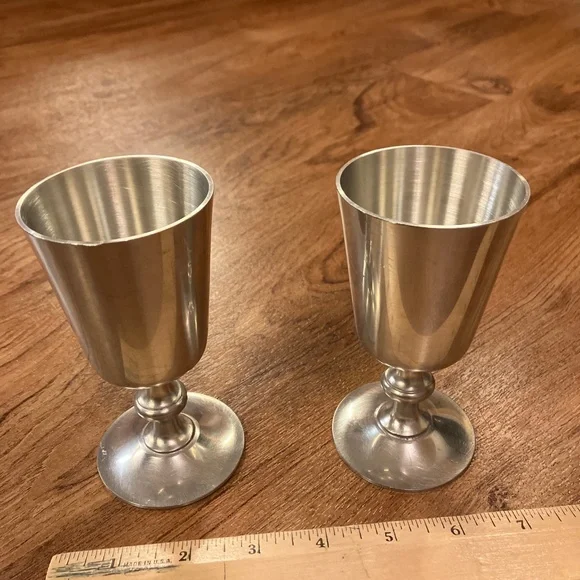 Two Woodbury Pewter satin finish wine goblets