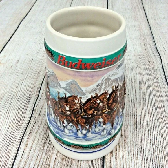 1993 Budweiser Holiday Stein Beer‎ Mug Special Delivery Vintage Horses