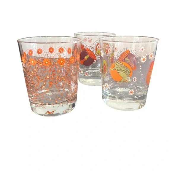 MCM Frog Mushroom Ladybug Drinking Glasses Set 3 Retro IKEA Tumblers Vintage