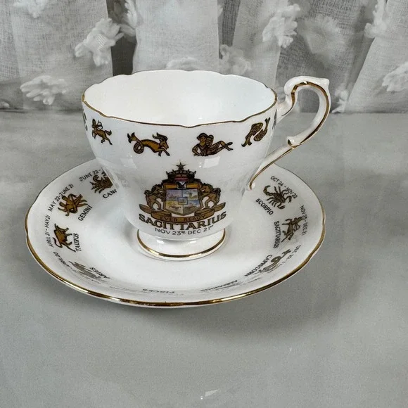 Signs of the Zodiac Regal‎ Bone China Sagittarius Cup and Saucer Made in England