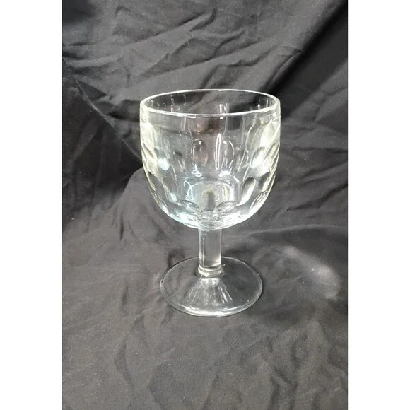 Heavy Clear Glass Thumbprint Goblet
