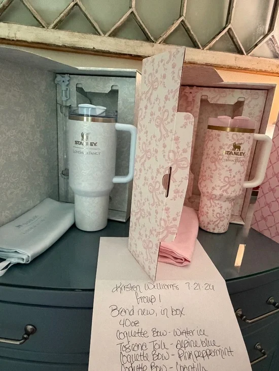 Stanley lot! 9 tumblers, brand new in box. 1 flask, brand new with tag.