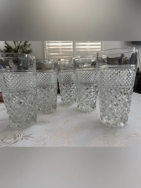 Vintage Anchor Hocking Wexford Water Goblets / Highball Glasses - Set of 5