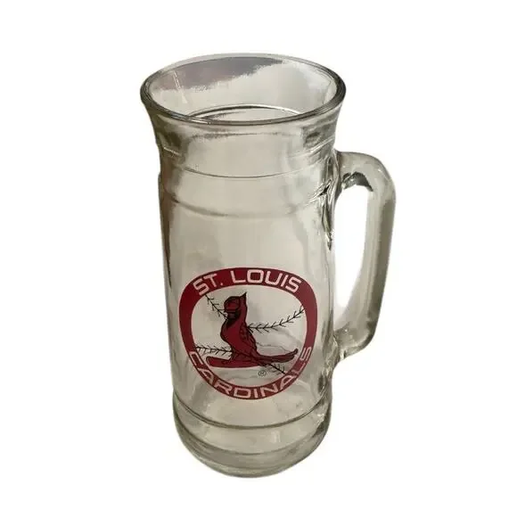 VTG St. Louis Cardinals MLB Clear Glass Beer Stein‎ Mug Barware Central Division