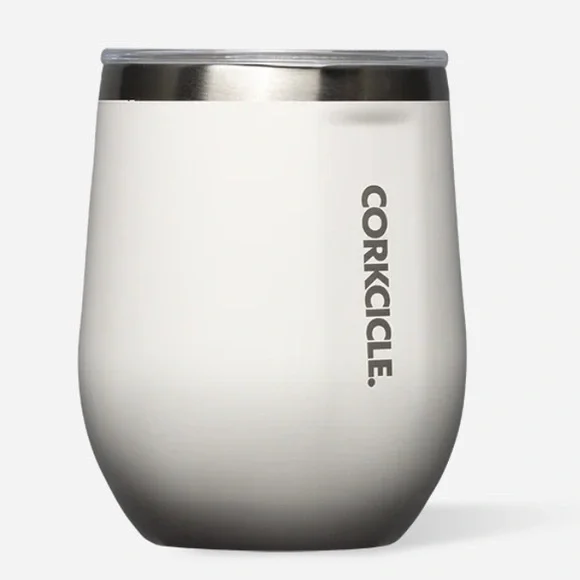 New Corkcicle White and Silver Insulated Drinkware 12oz size