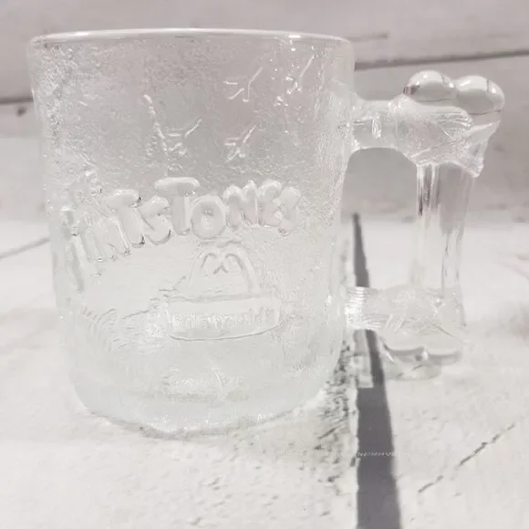 The Flintstones Mug Glass Cup McDonald's 1993 Used