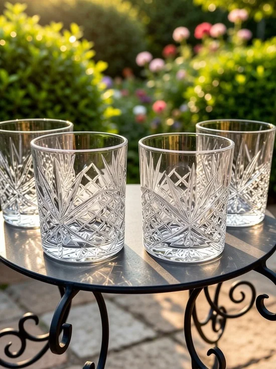 Godinger Dublin Crystal Double Old Fashioned WhiskeyGlasses - Set of 4