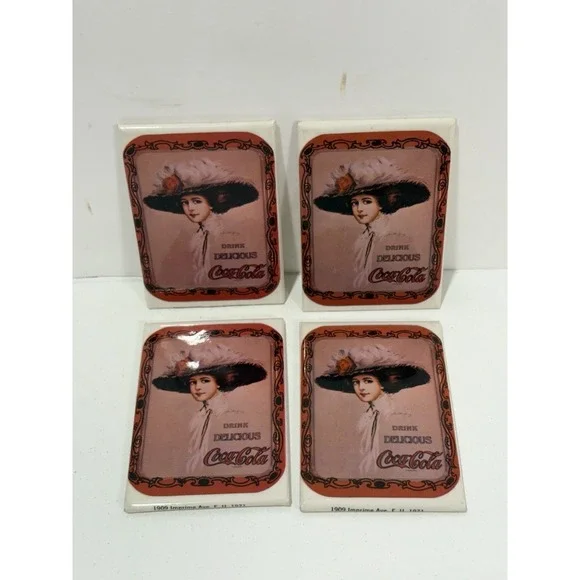 Vintage antique Coca-Cola Big Hat Girl Pocket mirror 1971 lot Of 4 Mirrors