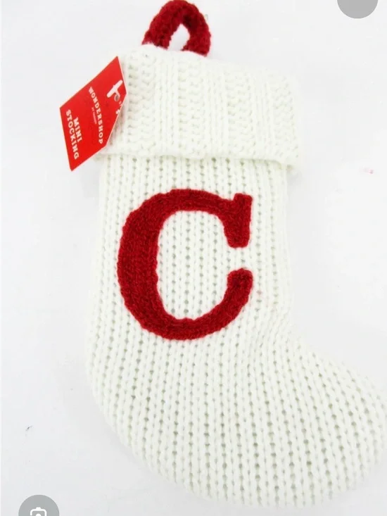 Letter C Wondershop Mini Christmas Stocking Target White Knit New