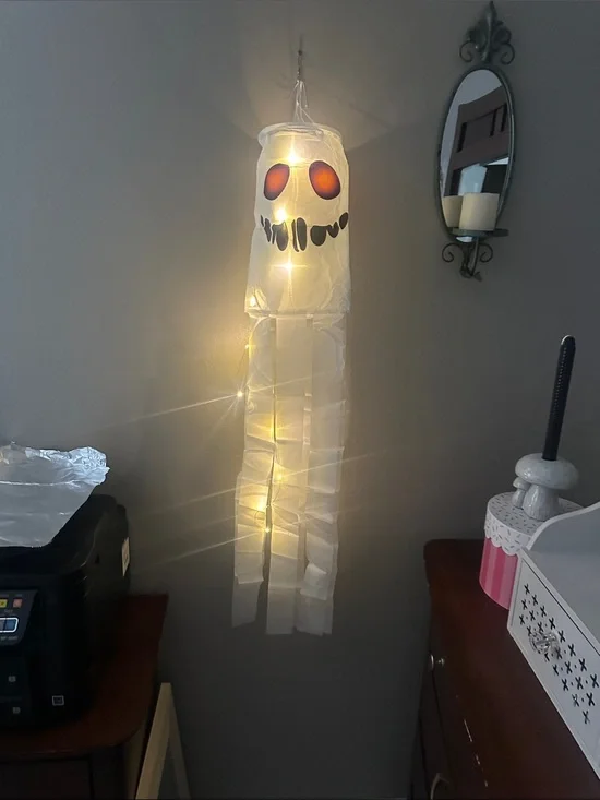 White Hanging Ghost Kids Costume Decoration with Lights